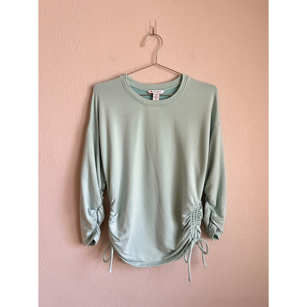 Athleta Lombard Ruched Sweatshirt in Reef Green (Mint) Size XS